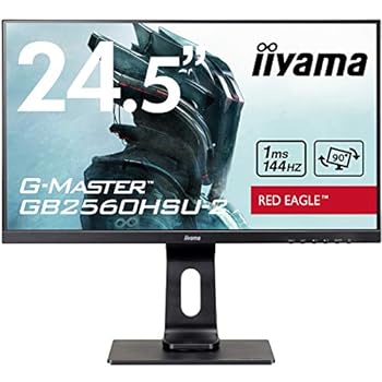 【中古】二十日鼠電子計算機 iiyama ゲーミング 管する 見せびらかす GB2560HSU-B2(24.5型/144サイクル/1ms/昇降照明ランプ/盛りだくさん固定ディスク/TN/DP,HDMI)