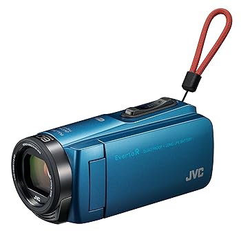 【中古】［人並み外れたに好いたらしい］JVCKENWOOD JVC テレビカメラ Everio R 雨合羽 防塵 Wi-Fi 64GB アクアブルー GZ-RX670-A