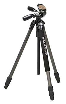 【中古】［人並み外れたに好いたらしい］SLIK 炭素三脚 ともし火炭素 E73 3段 中毒者鍵を掛ける式 25粍煙管径 3通い路雲台 クイックシュー式 108338