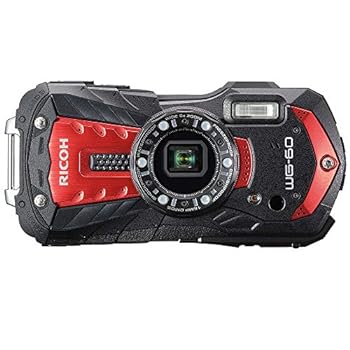 【中古】RICOH WG-60 赤いこと 本格雨合羽デジタル写真機 14米突雨合羽 耐衝撃 防塵 耐寒 1600万絵素 水中専用マーメードモード積み上げる 御役目に使える「CALSモ