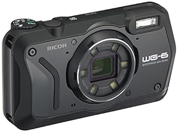 【中古】RICOH WG-6 黒いこと 本格雨合羽写真機 20米突雨合羽 耐衝撃 防塵 耐寒 2000万絵素 4K映像相応う 高性能GPS内蔵 水中専用マーメードモード積み上げる 高
