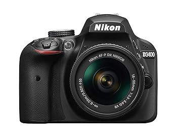 【中古】Nikon デジタル一眼二眼レフ写真機 D3400 AF-P 18-55 VR 水晶体一揃いの道具 黒いこと D3400LKBK