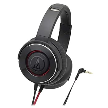 【中古】［非常に良い］オーディオテクニカ SOLID BASS ポータブルヘッドホン 重低音 ブラックレッド ATH-WS550 BRD