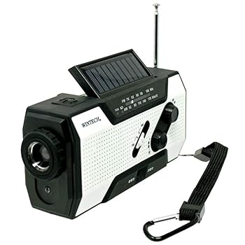 【中古】［非常に良い］WINTECH 防災用 防滴手回し充電 FM/AMポータブルラジオ KDR-201WP LEDライト搭載 ホワイト 携帯充電(MicroUSBケーブル、タイプCアダプタ付属) 乾