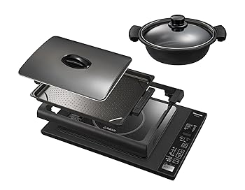 【中古】［非常に良い］パナソニック ホットプレート IH 7段階火力調整 焼肉 ホットケーキ クレープ お好み焼き 専用鍋付き ブラック KZ-HP2100-K｜スカーレット2021