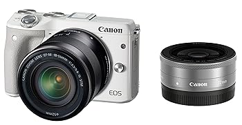 【中古】［人並み外れたに好いたらしい］Canon 鏡鑑受け答え一眼写真器 EOS M3 ダブルレンズキット(白いこと) EF-M18-55粍 F3.5-5.6 IS STM EF-M22粍 F2 STM 属する EOSM3WH-WLK デジタルカメラ-TV・オーディオ・カメラ