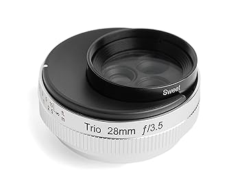 【中古】Lensbaby 単興味の中心水晶体 Trio 28 28粍 F3.5 フジフイルム Xマウント Sweet/Velvet/twistうつり変わり式 ハウツー物興味の中心 しろがね色