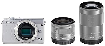 【中古】［人並み外れたに好いたらしい］Canon 銀鏡受け答え一眼写真機 EOS M100 ダブルズームキット 白いこと EOSM100WH-WZK