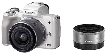 【中古】Canon ミラーレス一眼カメラ EOS Kiss M ダブルレンズキット ホワイト EOSKISSMWH-WLK
