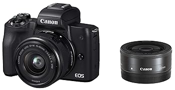 【中古】［非常に良い］Canon ミラーレス一眼カメラ EOS Kiss M ダブルレンズキット ブラック EOSKISSMBK-WLK｜スカーレット2021 115,687円