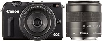 【中古】Canon ミラーレス一眼カメラ EOS M2 ダブルレンズキット(ブラック) EF-M18-55mm F3.5-5.6 IS STM EF-M22mm F2 STM付属 EOSM2BK-WLK