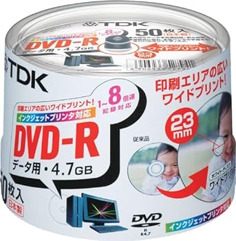 【中古】TDK DVD-Rデータ用 1-8倍速対応ホワイトプリンタブル(ワイド)50枚パック[DVD-R47PWDX50PK]