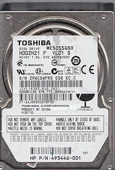 【中古】MK5055GSX、A0/FG002C、HDD2H21 F VL01 S、東芝500GB SATA 2.5ハードドライブ