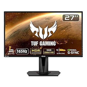 【中古】ASUS ゲーミングモニター TUF Gaming VG27AQ 27インチ/WQHD/IPS/165Hz/1ms/HDR/HDMI×2,DP/G-SYNC Compatible/ELMB/スピーカー/3年保証