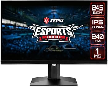 【中古】MSI 24.5インチ FHD (1920 x 1080) ノングレア 超狭ベゼル 240Hz 1ms 16:9 HDMI/DP/USB 高さ調整 G-Sync 対応 IPS ゲーミングモニター (OPTIX MA
