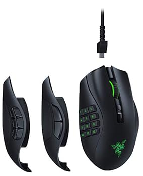 【中古】Razer Naga Pro 無線電話 ゲーミングマウス 最高限度20名取り草 側面名取り草を2/6/12名取り草に付け替え能力のある 高速道路無線電話 20000 DPI Focus +検出器 Chr