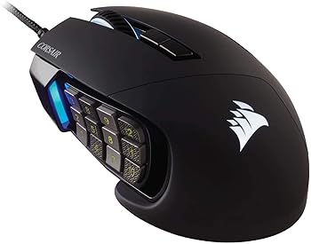 【中古】Corsair SCIMITAR RGB ELITE USB ゲーミングマウス 多名取り草 RGB積み上げる CH-9304211-AP MS431 黒いこと///白いこと