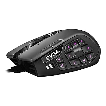【中古】EVGA USB ゲーミングマウス X15 MMO 8K 有線 ブラック カスタマイズ可能 16000DPI 5プロファイル 20ボタン エルゴノミック 904-W1-15BK-KR