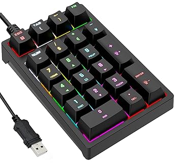 【中古】JPHTEK テンキーボード メカニカル式 有線 RGB LED バックライト 21キー ポータブルキーパッド ミニナンパド 5000万回高耐久 Windows Mac 拡張レ