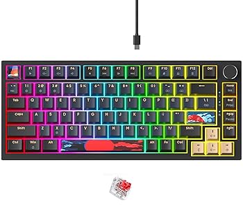 【中古】Fogruaden 75% Wired Mechanical Gaming Keyboard 75 Percent Keyboard Hot Swappable, Red Switch, RGB Backlit 82 Keys TKL Mechanical Keyboa|スカーレット2021