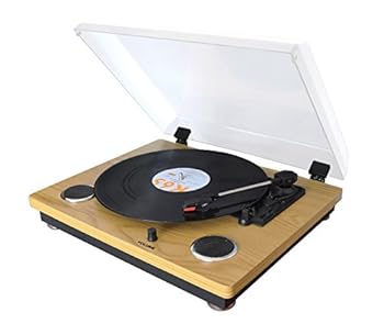 【中古】WINTECH 電気蓄音機 金棒引き一体型 USB吹き込み RCAでアンプリファイアー繋ぎ合わせる 防塵覆いかぶせる 33/45/78回転させる相応う 肌理調 日本語言いあらわす書 1年引き当て KRP-206S 廣