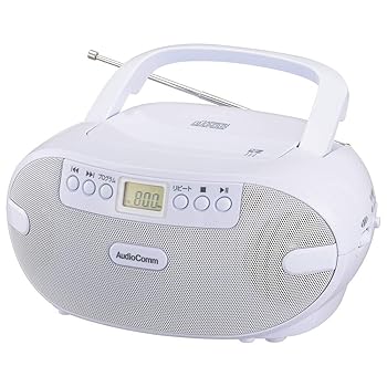 【中古】［非常に良い］オーム電機 AudioComm ポータブルCDラジオ RCR-873Z 03-0771 OHM AUX ホワイト 幅230×高さ113×奥行210mm