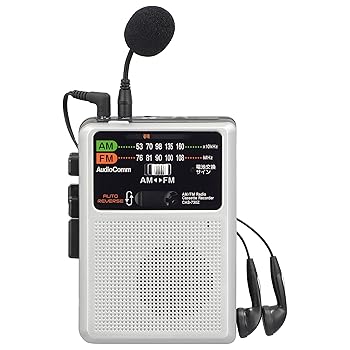 【中古】［非常に良い］オーム(OHM) 電機AudioComm ラジカセ ラジオ カセットテープ再生 カセットテープ録音 ラジオ録音 マイク録音 外付けマイク ポータブル イヤホン