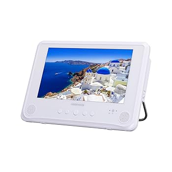 【中古】グリーンハウス 防水9インチポータブルDVDプレーヤー 9型 ワイド液晶 IPX6 浴室でも使える スタンド付 GH-PDV9SG-WH