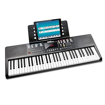 【中古】RockJam 61鍵 電子キーボード RJ361 【電源アダプター、譜面台、鍵盤ステッカー、練習用オンラインアプリ付属】
