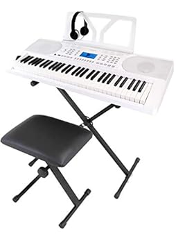 【中古】ONETONE ワントーン 電子キーボード 61鍵盤 初心者セット ピッチベンド搭載 日本語表記 OTK-61S/WH (譜面立て/電源アダプター/スタンド/椅子/ヘ
