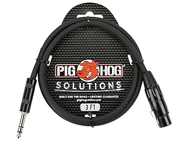 【中古】Pig Hog PX-TMXF3 1/4インチ TRS to XLR アダプターケーブル 3フィート