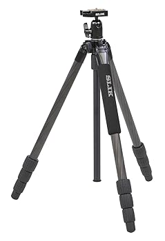【中古】［人並み外れたに好いたらしい］SLIK 炭素三脚 点火装置炭素 E64 4段 中毒者鍵を掛ける式 22粍導管径 親しさ雲台 クイックシュー式 106884