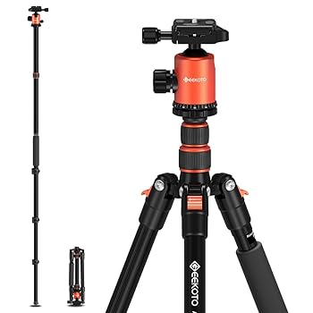 【中古】［非常に良い］GEEKOTO 77インチ三脚 デジタル一眼レフカメラ用三脚 コンパクトアルミニウム三脚 360度ボールヘッド付き 8kgの荷重 旅行や仕事に