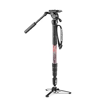 【中古】マンフロット(Manfrotto) 映像媒体用一脚 Element MII 映像媒体一脚 フルード雲台付 軽銀 4段 伸高137.7糎 用心深さ1.05kg 捻じれ鍵を掛ける MVMEL