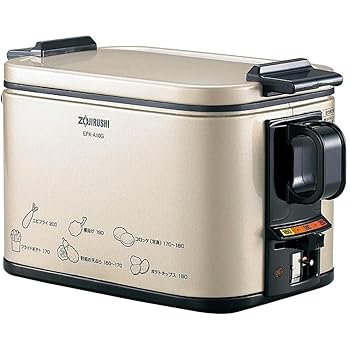 【中古】象印マホービン 明かりフライヤー 1.0L あげあげ 火を使わずに揚げ物づくり 卓上 身寄り用 油温合わせる役立つこと メタリックカカオ EFK-A10G