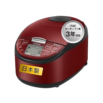 【中古】日立(HITACHI) 炊飯器 5.5合 翦断応力IH RZ-H10EJ R メタリックレッド 日本製 黒厚鉄釜 蒸気船救い上げる