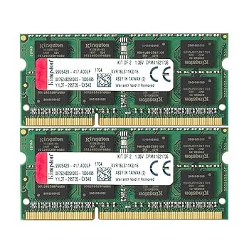 【中古】キングストン ノートPC メモリ DDR3L 1600 (PC3L-12800) 8GB×2枚 CL11 1.35V Non-ECC SO-DIMM 204pin KVR16LS11K2/16