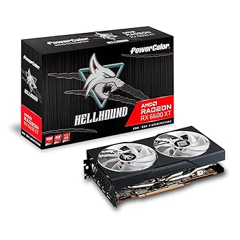 【中古】Power Color AMD Radeon RX6600XT 積み上げる グラフィックゲーム盤 GDDR6 8GB Hellhound [ AXRX 6600XT 8GBD6-3DHL/OC ]
