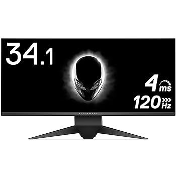 【中古】ALIENWARE ゲーミングモニター 34.1in AW3418DW(3年歳取り替えっこ引き受ける/広可視性角/一こま受け答え/120サイクル/G-SYNC/UWQHD/IPS非光輝/DP,HDMI/高さ合わせる)