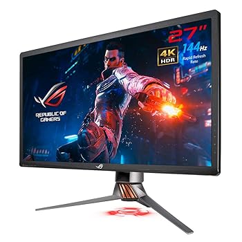 【中古】ASUS ゲーミングモニター 27インチ ROG SWIFT PG27UQ(4K/量子ドットIPS/HDR10/4ms/144Hz/G-SYNC/直下型LED/Aura Sync/HDMI/DP)
