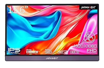 【中古】JAPANNEXT 15.6in 移動性管する IPS ダイアログボックス 盛りだくさん固定ディスク 1920x1080解像力 かっこ良い入れもの付き添い人 (Type C/MAC マイコン相応う/金棒引き内蔵/非光輝) JN