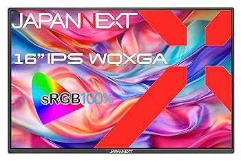 【中古】JAPANNEXT 16インチ モバイルモニター IPS パネル WQXGA 2560x1600解像度 スマートケース付き (USB/Type C/MAC PC対応/スピーカー内蔵 / sRGB100｜スカーレット2021