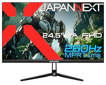 【中古】JAPANNEXT 24.5in ゲーミングモニター 260サイクル 1ms 盛りだくさん固定ディスク 1920x1080解像力 VA ダイアログボックス 見せびらかす (HDMI/DisplayPort/VESA相応う/青味ともし火