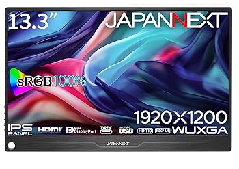 【中古】JAPANNEXT 13.3in 移動性管する IPS ダイアログボックス WUXGA 1920x1200解像力 かっこ良い入れもの付き添い人 (USB/Type C/miniHDMI/MAC マイコン相応う/金棒引き内