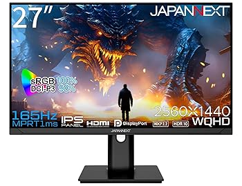 【中古】JAPANNEXT ゲーミングモニター 27in 165サイクル相応う IPS 金棒引き積み上げる WQHD ジャパンネクスト JN-27IPS165WQHDR-HSP 液晶見せびらかす フリッカ
