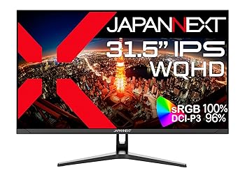 【中古】JAPANNEXT 31.5インチ モニター WQHD 2560x1440解像度 IPS ディスプレイ (HDMI/DisplayPort/スピーカー内蔵/高さ調節/ブルーライトカット) JN-IP｜スカーレット2021
