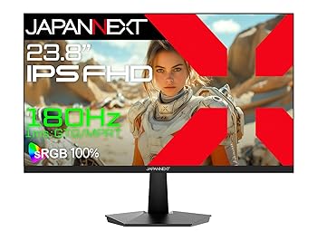 【中古】JAPANNEXT 23.8インチ IPSパネル搭載 180Hz対応 フルHD(1920x1080)解像度 ゲーミングモニター JN-IPS238G180F 1ms(GTG/MPRT) HDMI DP sRGB:100%