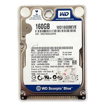 【中古】WESTERN DIGITAL 2.5in内蔵HDD 160GB U-ATA100 5400rpm 8MB WD1600BEVE