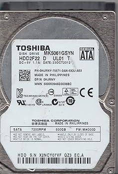 【中古】mk5061gsyn、mh000d、hdd2 F22 D ul01 T、Toshiba 500 GB SATA 2.5捉え所の無い運転