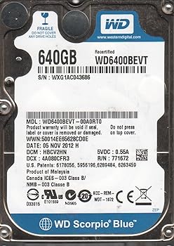 【中古】wd6400bevt-00 a0rt0 Westernデジタル640 GB 5400rpm 2.5inSATA捉え所の無いDr